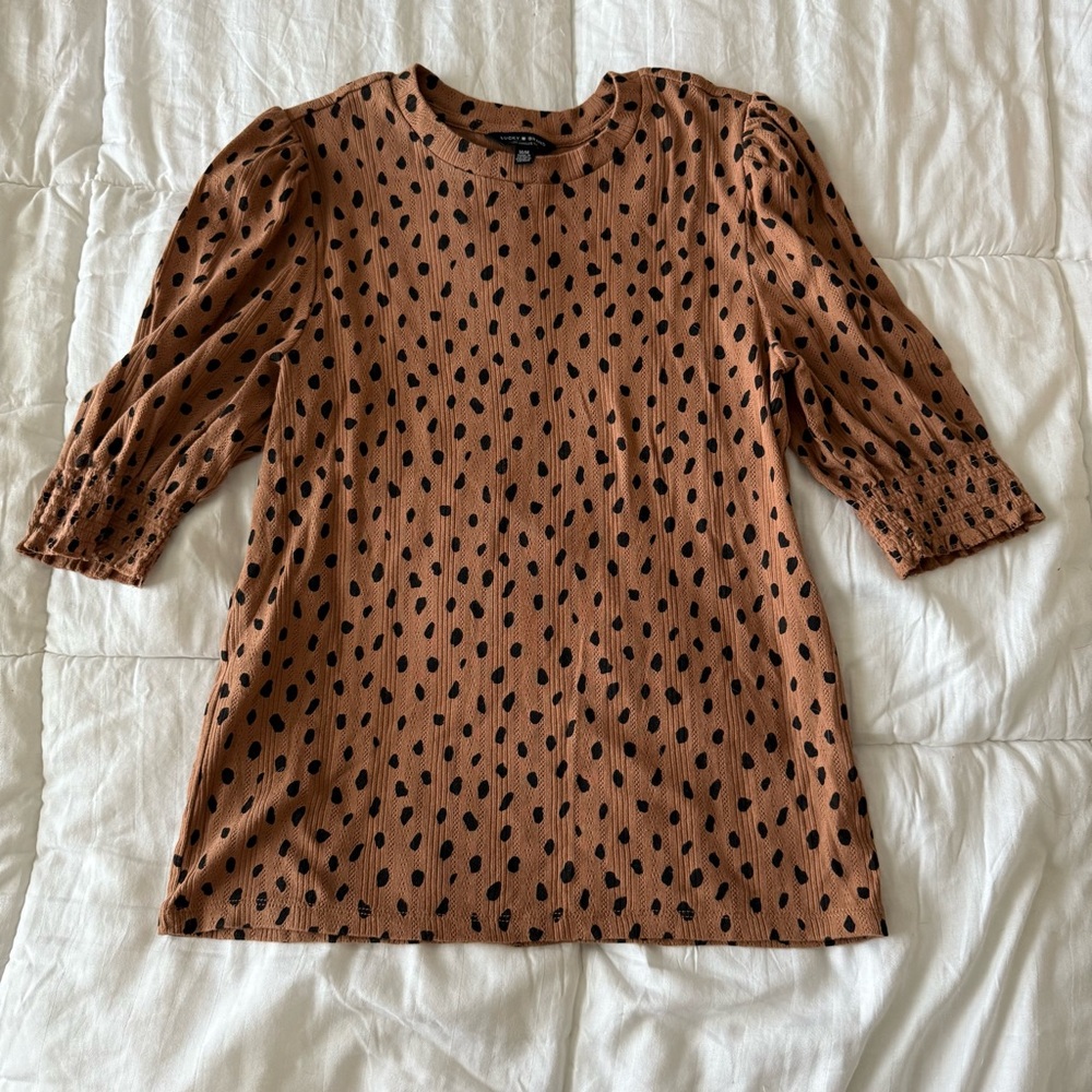 Brown Spotted Lucky Brand Women's Top